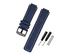 ALMVIS 24 * 16mm Watch Strap Fit For Timex T2N720 T2N721 TW2T76500 6300 6400 Series Nylon+ Leather Replacement Watch Bracelet For Men Women(Blue-black buckle)