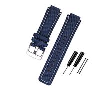 ALMVIS 24 * 16mm Watch Strap Fit For Timex T2N720 T2N721 TW2T76500 6300 6400 Series Nylon+ Leather Replacement Watch Bracelet For Men Women(Blue-silver buckle)