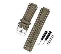 ALMVIS 24 * 16mm Watch Strap Fit For Timex T2N720 T2N721 TW2T76500 6300 6400 Series Nylon+ Leather Replacement Watch Bracelet For Men Women(Army-silver buckle)