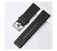 ALMVIS Diesel Watch Band Leather Replacement 26mm 27mm Fit For DZ73 Series Watch Strap Wrist Band Black Brown Watch Belts(Black-silver buckle,26mm)