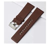 ALMVIS Diesel Watch Band Leather Replacement 26mm 27mm Fit For DZ73 Series Watch Strap Wrist Band Black Brown Watch Belts(Brown-silver buckle,27mm)