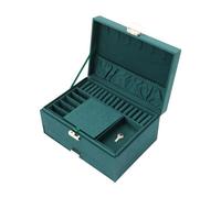 Alnemy 3 Layers Vintage Jewellery Box Lockable Suede Fabric Jewelry Organiser for Earring Ring Storage Necklace Bracelets Jewellery Storage Box,17 * 24 * 11cm