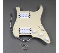 Alnico 5 Humbucker Pickup Pre-Wired Guitar Pickguard HH Loaded 2T1V Potentiometer 5-Way 24-Pin Super Switch Electric Guitar Loaded Pickguard(Light yellow)