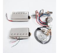 Alnico II Humbucker Pickup Set Compatible with Gibson Les Paul Style Electric Guitar, Neck & Bridge 4-Conductor Pickups with 1V1T 2V1T or 2V2T Wiring Harness (Chrome-W/ 2V1T Wiring Harness)