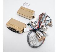Alnico II Humbucker Pickup Set Compatible with Gibson Les Paul Style Electric Guitar, Neck & Bridge 4-Conductor Pickups with 1V1T 2V1T or 2V2T Wiring Harness (Gold-W/ 2V2T Wiring Harness)