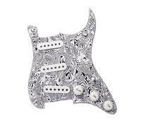 Alnico5 Electric Guitar Pickup Panel Assembly Three Single Pickup Panel Sss Pickup Front Cover (Color : Bk white panel 14)