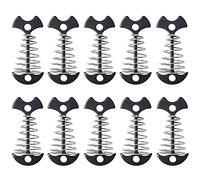 Alnicov 10Pcs Deck Plank Board Tent Stakes,Fishbone Deck Anchor Pegs with Spring Buckle for Outdoor Camping Hiking,Black