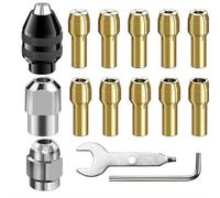 Alnicov 15 PCS Drill Chuck Collet Set Compatible With Dremel Replacement 4486 Quick Change Drill Chuck Brass Collet For Electric Grinders Rotary Tools