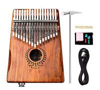 Alnicov 17-Keys Acacia EQ Kalimba,Electric Finger Thumb Piano Built-in Pickup With 6.35mm Audio Interface for Beginners Professional Musical Instruments