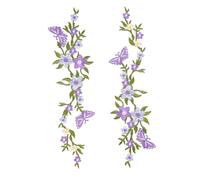 Alnicov 2 Pcs Butterfly Flower Patch Decorative Patches Badge Embroidered Floral Applique Sew On Decorative Patches Flower Patches for Lady (Purple)