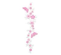 Alnicov 2 Pcs Butterfly Flower Patch Decorative Patches Badge Embroidered Floral Applique Sew On Decorative Patches Flower Patches for Lady (Pink)