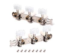 Alnicov 2 Pcs Guitar Machine Heads Tuning Pegs Tuning Keys Tuners For Classical Guitar With Mounting Screws, 3L 3R Chrome, White