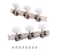 Alnicov 2 Pcs Guitar Machine Heads Tuning Pegs Tuning Keys Tuners For Classical Guitar With Mounting Screws, 3L 3R Chrome, White