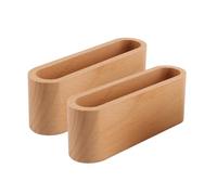Alnicov 2 Pcs Natural Beech Wood Business Card Holder Simple Single Slot Display Stand Fashionable Wooden Desk Organizer for Office and Reception