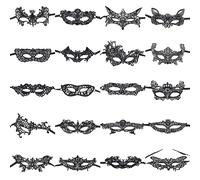 Alnicov 20 Pieces Lace Masquerade Mask Women Venetian Masks with Black Ribbon for Party Evening Ball Prom Ballet
