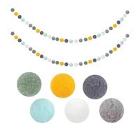Alnicov 2PCS Colored Felt Ball Garland - Pastel Pom Pom Garland with 60 Balls for Bedroom Birthday Wedding Party Decoration
