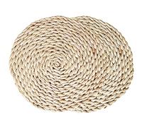 Alnicov 2Pcs Handmade Woven Placemats,15inches Round Coasters,Pure Natural Corn Husk Woven Placemat Handmade Kitchen Dining Table Heat Insulated Pad