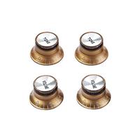 Alnicov 2Pcs Volume 2Pcs Tone Electric Guitar Bass Top Hat Knobs Speed Volume Tone Amp Effect Pedal Control Knobs Yellow With Silver Top