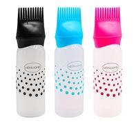 Alnicov 3 PCS Hair Dye Bottle Root Comb Applicator Bottles Hair Dyeing Bottles Salon Hair Coloring Dyeing (3 Colors)