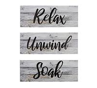 Alnicov 3 Pieces Wooden wall sign Farmhouse Bathroom Wall Decors Relax Renew Refresh Signs Vintage Wood Wall Signs for Home Bathroom Laundry Room Décor