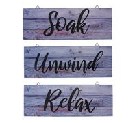 Alnicov 3 Pieces Wooden Wall Signs - "Relax Refresh Renew" - Rustic Farmhouse Bathroom Decor, Vintage Style Wall Art for Home, Bathroom, Laundry Room