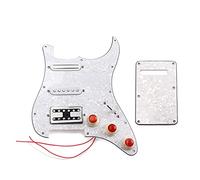 Alnicov 3-Ply SSH Prewired Loaded Pickguard Scratch Plate Single Coil Alnico 5 and Humbucker Magnet Pickups Assembly Set for ST Strat Electric Guitar(White Pearl)
