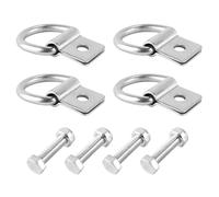 Alnicov 4 Pcs D-Rings Tie Down Anchor Hooks, 10mm Fixing Hole D-Ring for Pickup Truck Bed Deck Rails T Slot Nut Screw, Heavy Duty Steel Ring Tie Downs Truck Black