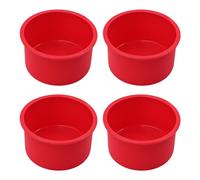 Alnicov 4 PCS Silicone Cake Mould for Baking 4 Inch Non-Stick Round Cake Pan for DIY Cakes Chocolate Cakes Mousse Bread (Red)