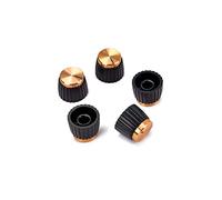 Alnicov 5PCS Guitar Amp Amplifier Push On Fit Knobs Black With Gold Aluminum Cap Top Fits 6Mm Diameter Pots Amplifiers