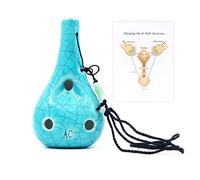 Alnicov 6 Hole Ocarina,Wine Bottle Style Alto C Ocarina,Ice Crack Glazed Craft Blue