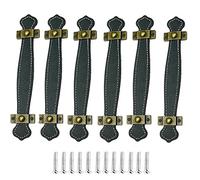 Alnicov 6pcs Leather Drawer Pulls Vintage Practical Suitcase Handles Leather Pull Handles for Drawer Cabinet Door Black