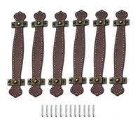 Alnicov 6pcs Leather Drawer Pulls Vintage Practical Suitcase Handles Leather Pull Handles for Drawer Cabinet Door Light Brown