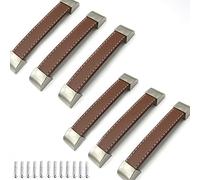 Alnicov 6PCS Leather Handles for Cupboards and Draws Door Cupboard Handles Soft PU Leather Door Handles for Cupboard Drawer Pull Knobs