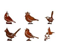 Alnicov 6PCS Rust Bird Garden Decoration Rust Stakes for Outdoor Metal Birds Garden Stake Tree Stake Rust Decoration with Screw for Garden Decoration