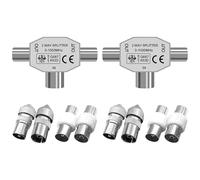 Alnicov Digital Signal Antenna Splitter TV Aerial Splitter with 2pcs Female and 2pcs Male TV Aerial Coaxial Cable Connectors Adaptor