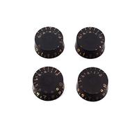 Alnicov Guitar Contral Knobs,Black Clear Knobs With Gold Word Electric Guitar Bass Top Hat Knobs Speed Volume Tone Control Knobs 4Pcs