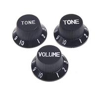 Alnicov Guitar Control Knobs 1 Volumn 2 Tone Fits Metric Pots Knobs Compatible For Fdstrat Stratocaster Style Electric Guitar Parts. (Black)
