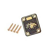 Alnicov Guitar Neck Plate,Gold and Black Neck Plate Engraved Animal Head Pattern for Electric Guitar