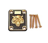 Alnicov Guitar Neck Plate,Gold and Black Neck Plate Engraved Animal Head Pattern for Electric Guitar