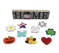 Alnicov Home Letter Sign Table Decoration Set with 10 Pieces Lovely Interchangeable Wooden Decor Sign Table Ornaments for Dinner Room Decor Table Topper