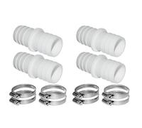 Alnicov Hose Connector Kit - 4 Connectors (32 mm to 38 mm) with 8 Universal Stainless Steel Hose Clamps - Silver Or Grey