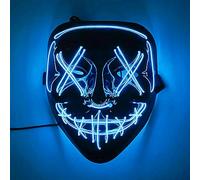 Alnicov Light Up Mask Halloween Mask 3 Mode LED Mask Ghost Face Costume for Women Kids Girls Anonymous Neon Mask Halloween Gifts - Blue