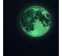 Alnicov Luminous Moon Wall Sticker 11.8in Glow in The Dark Moon Decor,Perfect Ceiling Wall Decor for Bedroom Living Room Birthday Decor Green