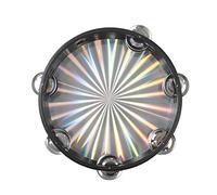 Alnicov Radiant Tambourine Handbell 8 inch Double Row Jingles Reflective Drum Head Percussion Instrument