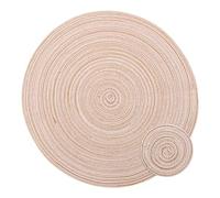 Alnicov Round Woven Placemats Set of 8 Table Cotton Placemats and Coaster Heat Resistant Washable Table Mats for Kitchen Dining Table Home Restaurant Hotel Cafes (Beige)