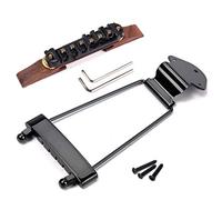Alnicov Set of 6 String Guitar Rosewood Bridge Height Adjustable and Tailpiece Trapeze for Archtop Jazz Guitar Parts,Black