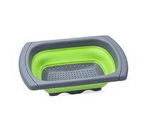 Alnicov Silicone Collapsible Colander,Colander Strainer Over The Sink Vegetable/Fruit Colanders Strainers With Extendable Handles for Pasta Vegetables Fruits Green