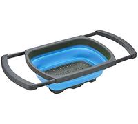 Alnicov Sink Colander Strainer Basket,Silicone Collapsible,Colander Strainer Over The Sink Vegetable/Fruit Colanders Strainers with Extendable Handles for Pasta Vegetables Fruits Blue