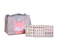 Alnicov Small Mahjong Game Set, Chinese Traditional Games Mahjong Game Set, 144 Engraved Mini Tiles, Chinese Style Gifts For Party Games