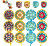 ALNKDH 12 Pcs Mandala Pattern Hand Fan,Chinese Japanese Style Foldable Fan,Multi-Role Round Handheld Fans, Beautiful Patterns For Wedding Party Home Decor Personal Decoration (12Pcs Mandala)